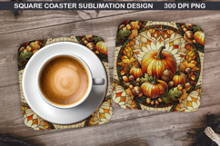 Pumpkin Coaster Sublimation, Halloween Coaster PNG Design Product Image 1