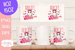 Hey boo mug wrap sublimation PNG, Pink Halloween mug PNG Product Image 3