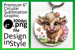 Elegant Car Coaster Round PNG Design , Cute Cow Product Image 1
