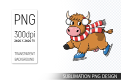 Cute Christmas Highland Cow , Animal Sublimation Clipart PNG Product Image 1