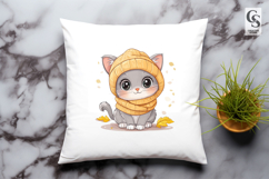Autumn Kawaii Cat Clipart Sublimation PNG Product Image 3