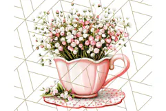 Vintage Floral Teacup Clipart PNG, Blooming Teacups Clip Art Product Image 2