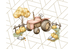Fall Tractor Clipart PNG, Vintage Tractors With Pumpkins Product Image 2