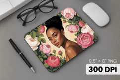 Afro Girl / Woman braided hair Mouse Pad, Black Queen PNG Product Image 1