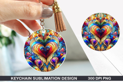 Flower Keychain Sublimation - Spring Keychain PNG Design Product Image 1