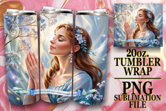 Sublimation Wonders 20oz tumbler wrap, Praying Woman Product Image 1