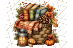 Autumn Library Clipart PNG, Cozy Fall Book Art Product Image 2
