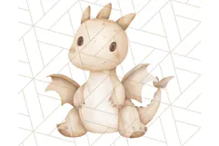 Watercolor Baby Dragon Clipart, Cute Nursery Fantasy PNG Product Image 4