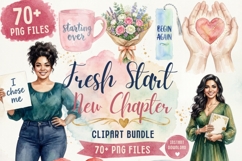Fresh Start New Chapter Watercolor Clipart Bundle, Self Love Product Image 1