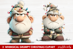 2 Whimsical Grumpy Christmas Clipart | Funny Grumpy Holiday Product Image 1