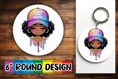 Heartfelt Circle Keychain Sublimation, Black Woman Product Image 1