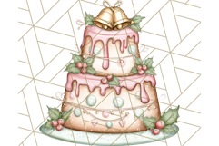 Christmas Cake Clipart PNG, Cottagecore Holiday Desserts Product Image 2