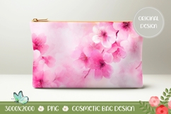 Sakura Cosmetic Bag Design, Pink Flowers Cosmetic Bag Print Product Image 1