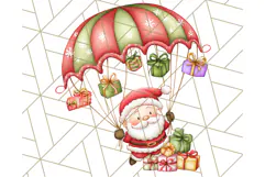 Santa Sleigh Ride Clipart PNG, Flying Reindeer Christmas Art Product Image 2