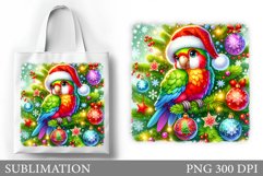 Christmas Parrot Tote Bag. Christmas Tote Bag Design Product Image 1
