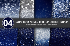Dark Navy Silver Glitter Digital Paper Product Image 1