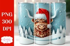 Christmas Highland cow tumbler wrap for sublimation Product Image 1