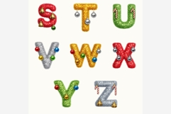 Tinsel and Ornament Christmas Alphabet PNG Bundle Product Image 2
