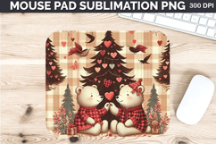 Watercolor Bear Mouse Pad Sublimation - Valentines PNG Product Image 1
