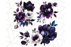 Gothic Floral PNG, Dark Aesthetic Flowers Clipart Print Product Image 2