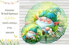 Garden Gnome Wind Spinner Design, Flowers Wind Spinner PNG Product Image 1