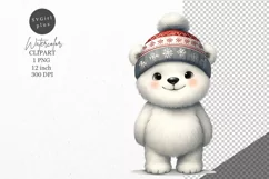 Christmas clipart, Polar bear clipart, Holiday clipart Product Image 1
