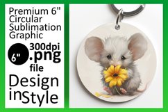 Spring Mouse and Blooms Round Design PNG Product Image 1