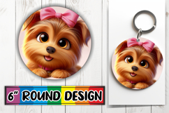 Whimsical Circle Keychain Design, 3D Dog Product Image 1
