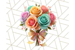 Pastel Flower Bouquet PNG Clipart, Elegant Floral Art Product Image 2