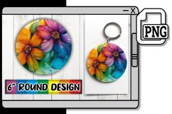 Enchanted Gardens: Round Sublimation Keychain Delights Product Image 1