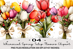 Whimsical Spring Tulip Flowers Clipart Spring PNG Product Image 1