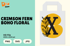 Crimson Fern Boho Floral Monogram Product Image 1