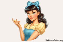 Vintage Retro Girls Clipart PNG Product Image 1