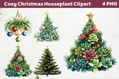 Cozy Christmas Houseplant Clipart PNG Product Image 1