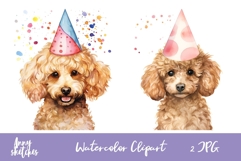 Poodle in a Party Birthday Hat Clipart JPG Product Image 1