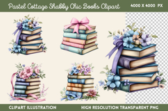 Pastel Cottage Shabby Chic Books Clipart PNG Product Image 1