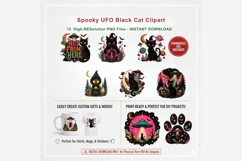 Spooky UFO Black Cat Clipart Bundle Product Image 6