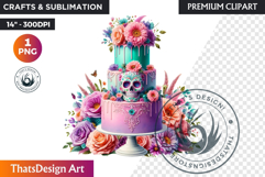 Pastel Floral Day of the Dead Clipart PNG,sugar skull design Product Image 1