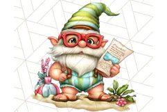 Cute Beach Gnome PNG, Summer Gnome Clipart, Digital Art Product Image 2