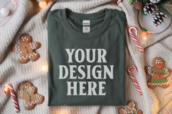 Gildan 64000 Forest Green Folded Christmas Flat Lay T-shirt Product Image 1