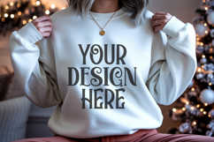 White Gildan 18000 Sweatshirt mockup Product Image 1