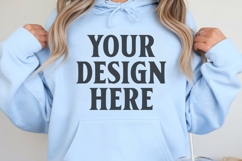 Light Blue Gildan 18500 Hoodie Sweatshirt Mockup, Unisex H Product Image 1
