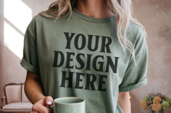 Comfort Colors 1717 Moss T-Shirt Mockup Product Image 1