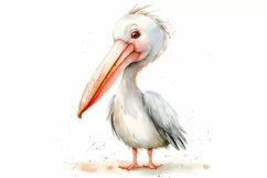 Cute Pelican Bird Baby Watercolor Handmade illustration Product Image 3