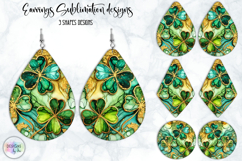 St. Patrick’s Day Earrings Sublimation, Lucky Clover Art Product Image 1