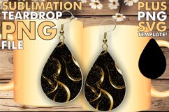 Elegant Glitter Teardrop Earrings in Black and Gold Product Image 1