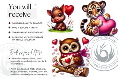 Valentine&#039;s day Animals Clipart set, Valentines day PNG,Love Product Image 2