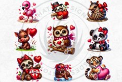 Valentine&#039;s day Animals Clipart set, Valentines day PNG,Love Product Image 4
