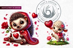 Valentine&#039;s day Animals Clipart set, Valentines day PNG,Love Product Image 6