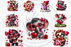 Valentine&#039;s day Animals Clipart set, Valentines day PNG,Love Product Image 8